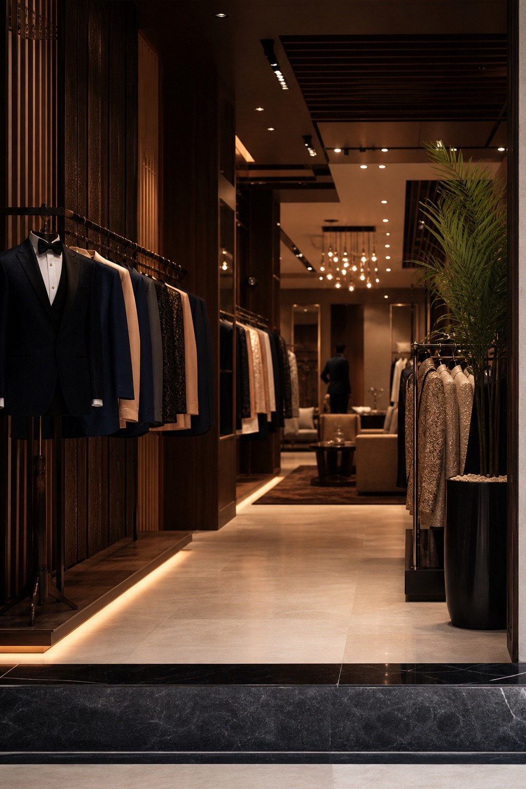 Menswear studio with tailored suits
