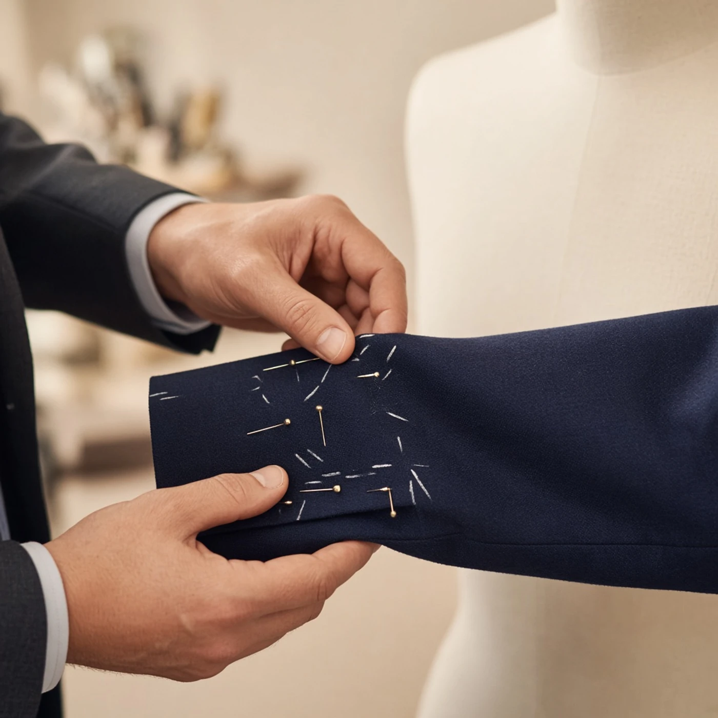 Custom fit details on a tailored garment